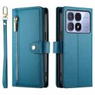 For Redmi K70 Ultra Nine Card-slot Zipper Wallet Bag Leather Phone Case(Blue) - 2