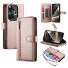 For Redmi Turbo 3 Nine Card-slot Zipper Wallet Bag Leather Phone Case(Pink) - 1