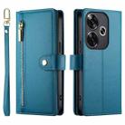 For Redmi Turbo 3 Nine Card-slot Zipper Wallet Bag Leather Phone Case(Blue) - 2