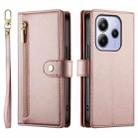 For Redmi Note 14 4G 163.25mm Global Nine Card-slot Zipper Wallet Bag Leather Phone Case(Pink) - 2