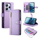 For Redmi Note 14 4G 163.25mm Global Nine Card-slot Zipper Wallet Bag Leather Phone Case(Purple) - 1