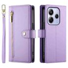 For Redmi Note 14 4G 163.25mm Global Nine Card-slot Zipper Wallet Bag Leather Phone Case(Purple) - 2