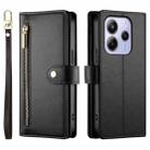 For Redmi Note 14 4G 163.25mm Global Nine Card-slot Zipper Wallet Bag Leather Phone Case(Black) - 2