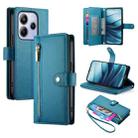 For Redmi Note 14 4G 163.25mm Global Nine Card-slot Zipper Wallet Bag Leather Phone Case(Blue) - 1