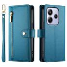 For Redmi Note 14 4G 163.25mm Global Nine Card-slot Zipper Wallet Bag Leather Phone Case(Blue) - 2