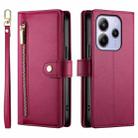 For Redmi Note 14 4G 164.84mm Nine Card-slot Zipper Wallet Bag Leather Phone Case(Red) - 2