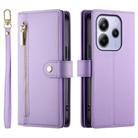 For Redmi Note 14 4G 164.84mm Nine Card-slot Zipper Wallet Bag Leather Phone Case(Purple) - 2