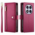 For Redmi Note 14 Pro 4G Nine Card-slot Zipper Wallet Bag Leather Phone Case(Red) - 2