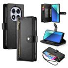 For Redmi Note 14 Pro 4G Nine Card-slot Zipper Wallet Bag Leather Phone Case(Black) - 1