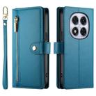 For Redmi Note 14 Pro 4G Nine Card-slot Zipper Wallet Bag Leather Phone Case(Blue) - 2