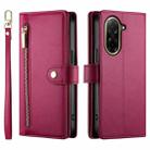 For Redmi A5 4G 171.7mm / Xiaomi Poco C71 Nine Card-slot Zipper Wallet Bag Leather Phone Case(Red) - 2