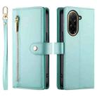 For Redmi A5 4G 171.7mm / Xiaomi Poco C71 Nine Card-slot Zipper Wallet Bag Leather Phone Case(Mint Green) - 2
