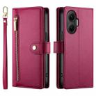 For Redmi Turbo 4 Pro / Xiaomi Poco F7 Nine Card-slot Zipper Wallet Bag Leather Phone Case(Red) - 2