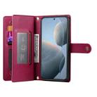 For Redmi K80 / K80 Pro Nine Card-slot Zipper Wallet Bag Leather Phone Case(Red) - 3