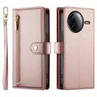 For Redmi K80 / K80 Pro Nine Card-slot Zipper Wallet Bag Leather Phone Case(Pink) - 2