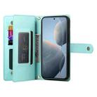For Redmi K80 / K80 Pro Nine Card-slot Zipper Wallet Bag Leather Phone Case(Mint Green) - 3