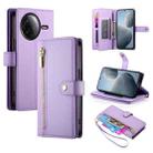 For Redmi K80 / K80 Pro Nine Card-slot Zipper Wallet Bag Leather Phone Case(Purple) - 1