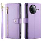 For Redmi K80 / K80 Pro Nine Card-slot Zipper Wallet Bag Leather Phone Case(Purple) - 2