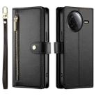 For Redmi K80 / K80 Pro Nine Card-slot Zipper Wallet Bag Leather Phone Case(Black) - 2