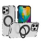 For iPhone 16 Pro Max Grating 360 Degree Rotating Holder Shockproof Phone Case(Transparent) - 1