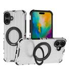 For iPhone 16 Plus Grating 360 Degree Rotating Holder Shockproof Phone Case(Transparent) - 1