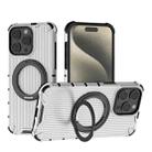 For iPhone 15 Pro Max Grating 360 Degree Rotating Holder Shockproof Phone Case(Transparent) - 1