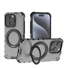 For iPhone 15 Pro Grating 360 Degree Rotating Holder Shockproof Phone Case(Black) - 1