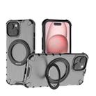 For iPhone 15 Plus Grating 360 Degree Rotating Holder Shockproof Phone Case(Black) - 1