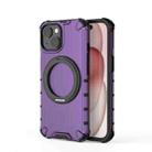 For iPhone 15 Plus Grating 360 Degree Rotating Holder Shockproof Phone Case(Purple) - 3