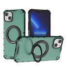 For iPhone 14 Plus Grating 360 Degree Rotating Holder Shockproof Phone Case(Green) - 1