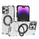 For iPhone 14 Pro Max Grating 360 Degree Rotating Holder Shockproof Phone Case(Transparent) - 1