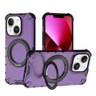 For iPhone 13 Grating 360 Degree Rotating Holder Shockproof Phone Case(Purple) - 1