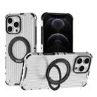 For iPhone 12 Pro Max Grating 360 Degree Rotating Holder Shockproof Phone Case(Transparent) - 1