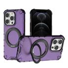 For iPhone 12 Pro Max Grating 360 Degree Rotating Holder Shockproof Phone Case(Purple) - 1