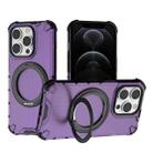 For iPhone 12 Pro Grating 360 Degree Rotating Holder Shockproof Phone Case(Purple) - 1