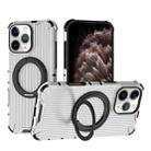 For iPhone 11 Pro Max Grating 360 Degree Rotating Holder Shockproof Phone Case(Transparent) - 1