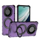 For Huawei Mate 60 Pro / Mate 60 Pro+ Grating 360 Degree Rotating Holder Shockproof Phone Case(Purple) - 1