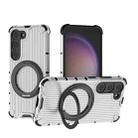 For Samsung Galaxy S23 5G Grating 360 Degree Rotating Holder Shockproof Phone Case(Transparent) - 1