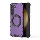 For Samsung Galaxy S23+ 5G Grating 360 Degree Rotating Holder Shockproof Phone Case(Purple) - 3