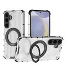 For Samsung Galaxy S24+ 5G Grating 360 Degree Rotating Holder Shockproof Phone Case(Transparent) - 1