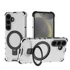 For Samsung Galaxy S25 5G Grating 360 Degree Rotating Holder Shockproof Phone Case(Transparent) - 1
