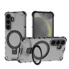 For Samsung Galaxy S25+ 5G Grating 360 Degree Rotating Holder Shockproof Phone Case(Black) - 1