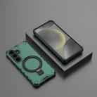 For Samsung Galaxy S25+ 5G Grating 360 Degree Rotating Holder Shockproof Phone Case(Green) - 2