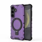 For Samsung Galaxy S25+ 5G Grating 360 Degree Rotating Holder Shockproof Phone Case(Purple) - 3