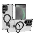For Samsung Galaxy S25 Ultra 5G Grating 360 Degree Rotating Holder Shockproof Phone Case(Transparent) - 1