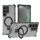 For Samsung Galaxy S25 Ultra 5G Grating 360 Degree Rotating Holder Shockproof Phone Case(Black) - 1