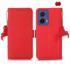 For Motorola Moto G85 Side-Magnetic TJ Genuine Leather RFID Phone Case(Red) - 1