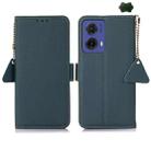 For Motorola Moto G85 Side-Magnetic TJ Genuine Leather RFID Phone Case(Green) - 1