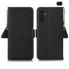 For Samsung Galaxy S24 FE 5G Side-Magnetic TJ Genuine Leather RFID Phone Case(Black) - 1