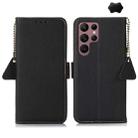 For Samsung Galaxy S25 Ultra 5G Side-Magnetic TJ Genuine Leather RFID Phone Case(Black) - 1